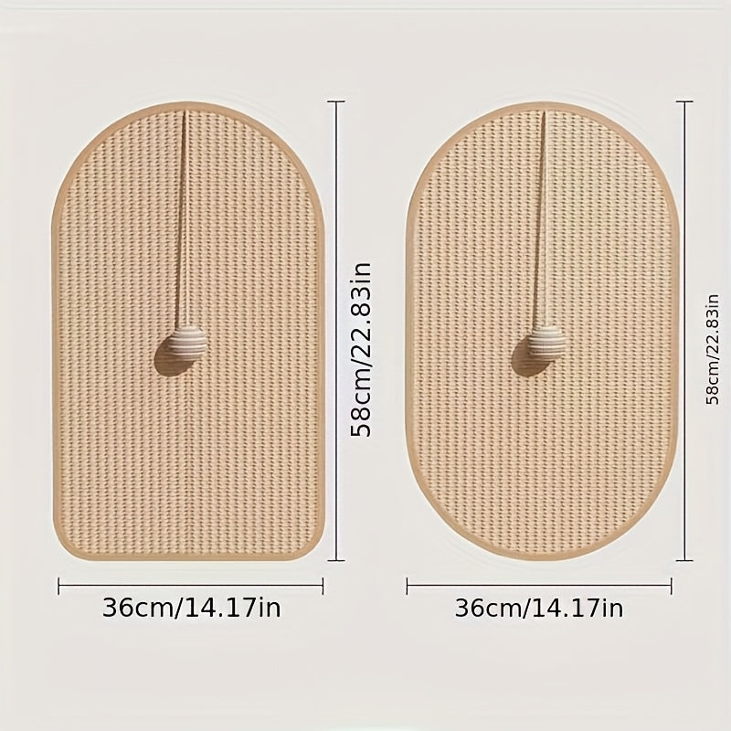 Durable Sisal Cat Scratching Board - with Toy Cat Scrub Ball, Sofa Scratch Protector, Furniture and Floor Wall Anti-Scratch Pad, Adhesive Backing - Anywhere Stick