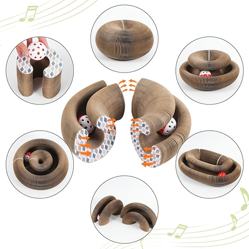 Durable Cat Scratch Board Toy Whisker Wonders Cat Scratch Board Toy, Interactive Twisted Cardboard Scratcher, Durable Feline Play and Scratch Pad for Indoor Cats, Encourages Natural Behavior
