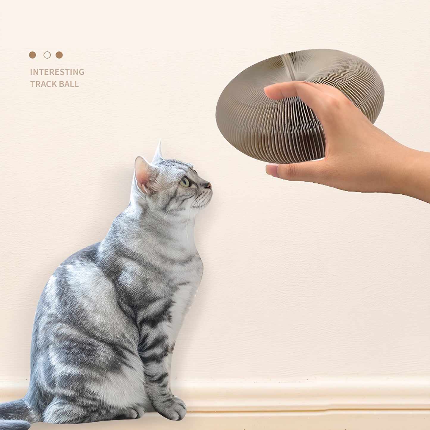 Interactive Cat Scratcher Interactive, Durable Foldable Magic Organ Cat Scratching Board with Cat Ball Toy | High-Quality Cardboard Cat Scratcher for Indoor Play, Pet Claw Care, and Space-Saving Design, Brown, Cat Toys